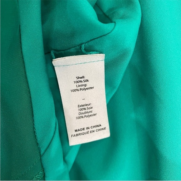 CINQ A SEPT 100% silk shell one shoulder high low dress in jade - Picture 7 of 8